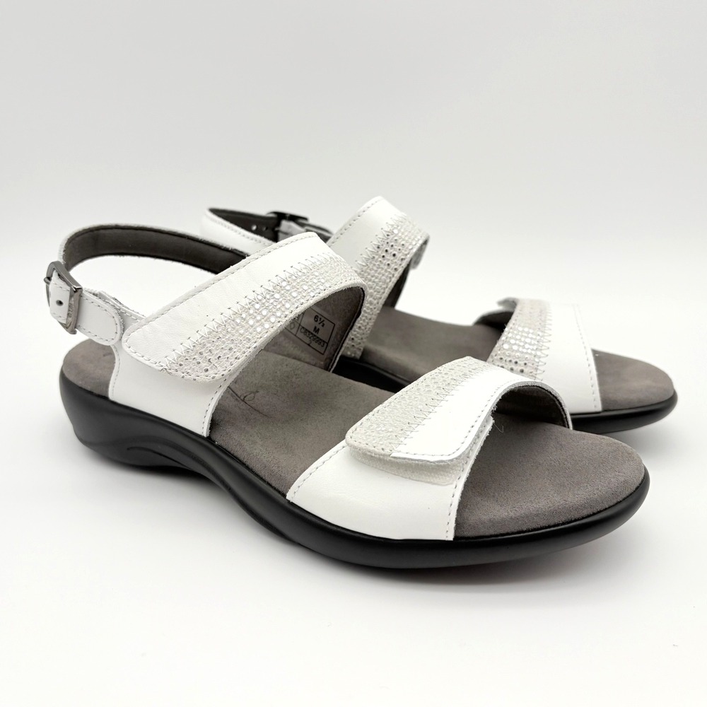 SAS Nudu Heel Strap Sandals Womens Size 6.5M White Leather